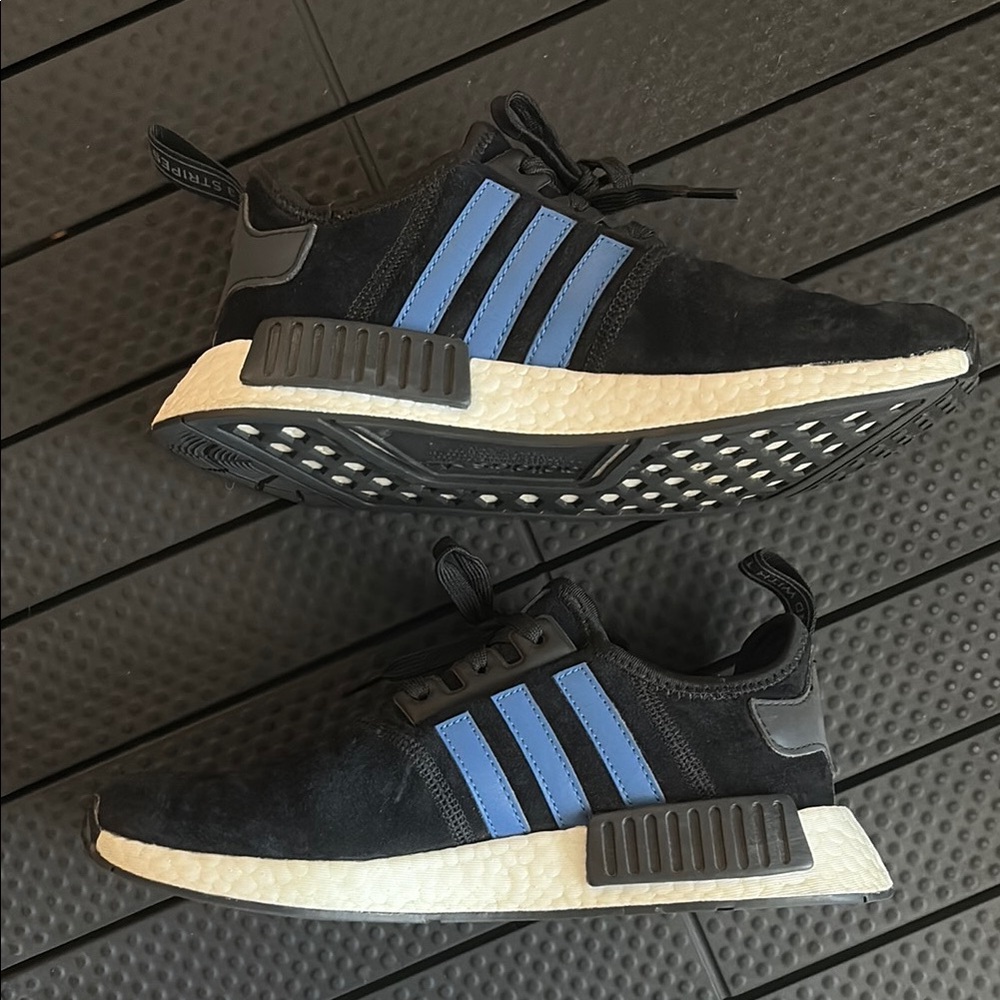 Adidas Black and Blue Sneakers with Boost Midsole, Kids Size 6 (women’s 8)